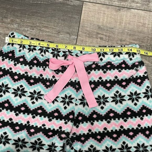 Fuzzy Pajama Pants Aqua Black White and Pink Size Medium - Picture 4 of 7